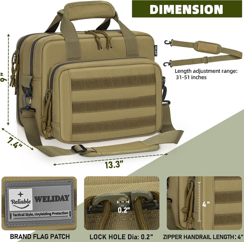 WELIDAY Gun Range Bag, Tactical 2 Pistol Bag for Handguns and Ammo, Firearm Shooting Case with Multi-Pockets, Duffle Bag for Shooting & Outdoor Hunting - Image 2